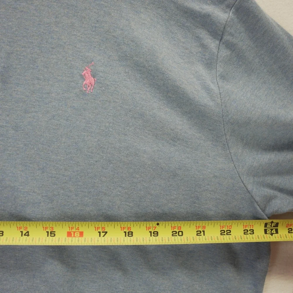 Polo Ralph Lauren Mens XL Blue Heather Short Sleeve Pink Pony Logo Polo Shirt